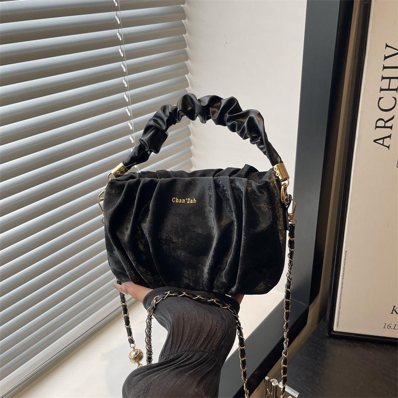 Новая сумка женская модная трендовая сумка-мессенджер универсальная повседневная цепочка на плечо однотонная ручная плиссированная сумка