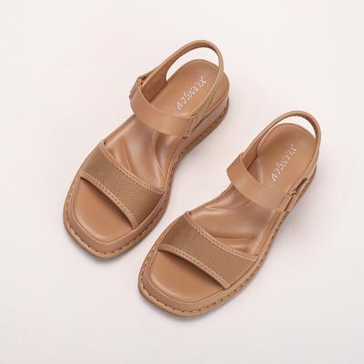 Одно слово на липучке, с открытым носком, модные повседневные римские сандалии, лето, новинка, универсальные сандалии на танкетке, платформе, женские