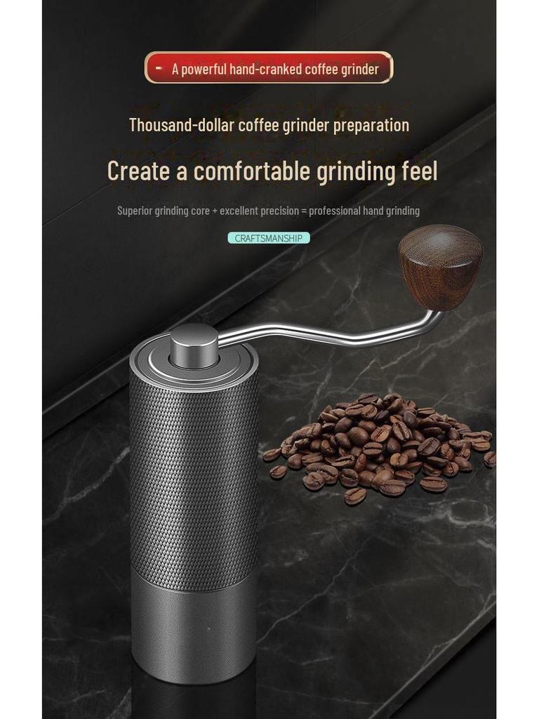 CNC Hand-Crank Coffee Grinder with Aluminum Shell and 420 Stainless Steel Conical Blade