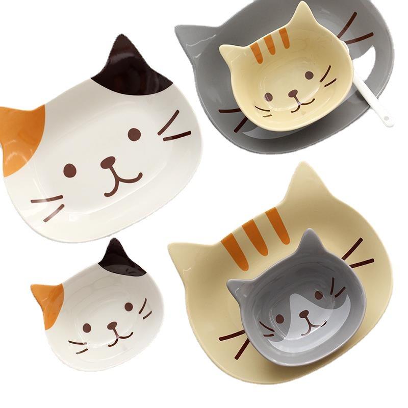 Милая японская тарелка для кошек, креативная керамическая тарелка для приправ, фарфоровая тарелка для макания, тарелка для закусок, кухонные принадлежности, столовая посуда
