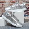 Fashion Women's Men's Casual Shoes Fashion Sequins Bling Skateboard Lace Up Sneakers Spring Autumn Female Footwear Flats Plus Size 35~44