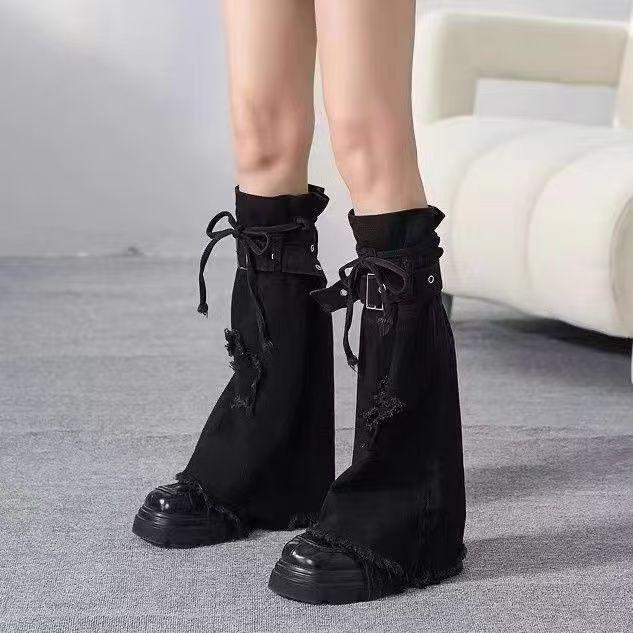 Скелетные сетчатые гетры до бедра: Носки с клёшем и сборками в стиле тёмной субкультуры