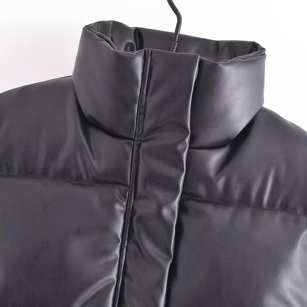 Y2K осенне-зимняя куртка, пальто, женская короткая куртка из искусственной кожи, однотонный хлопковый жилет