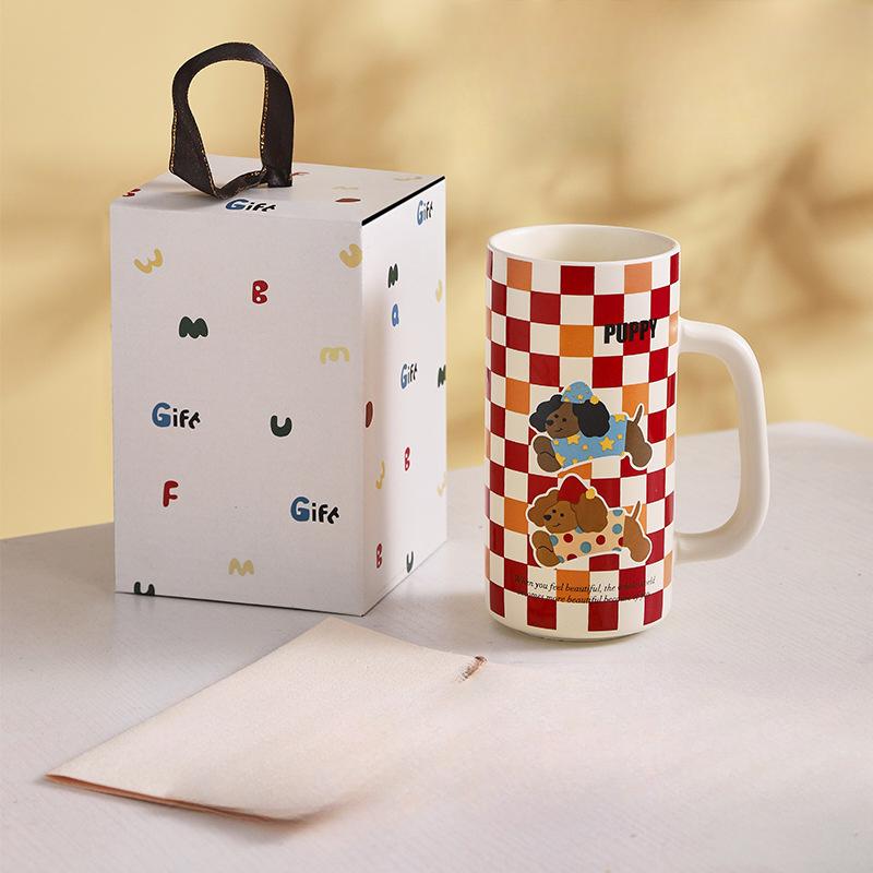Современная домохозяйка Милая кружка с щенком Бытовая чашка для питьевой воды Высоко выглядящая чашка для завтрака Красивая высокая чашка Керамическая кружка