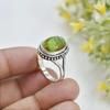 Кольцо с овальным драгоценным камнем из зеленой меди и бирюзы, дизайнерские украшения ручной работы, эффектное кольцо, серебро 925 пробы, богемное кольцо