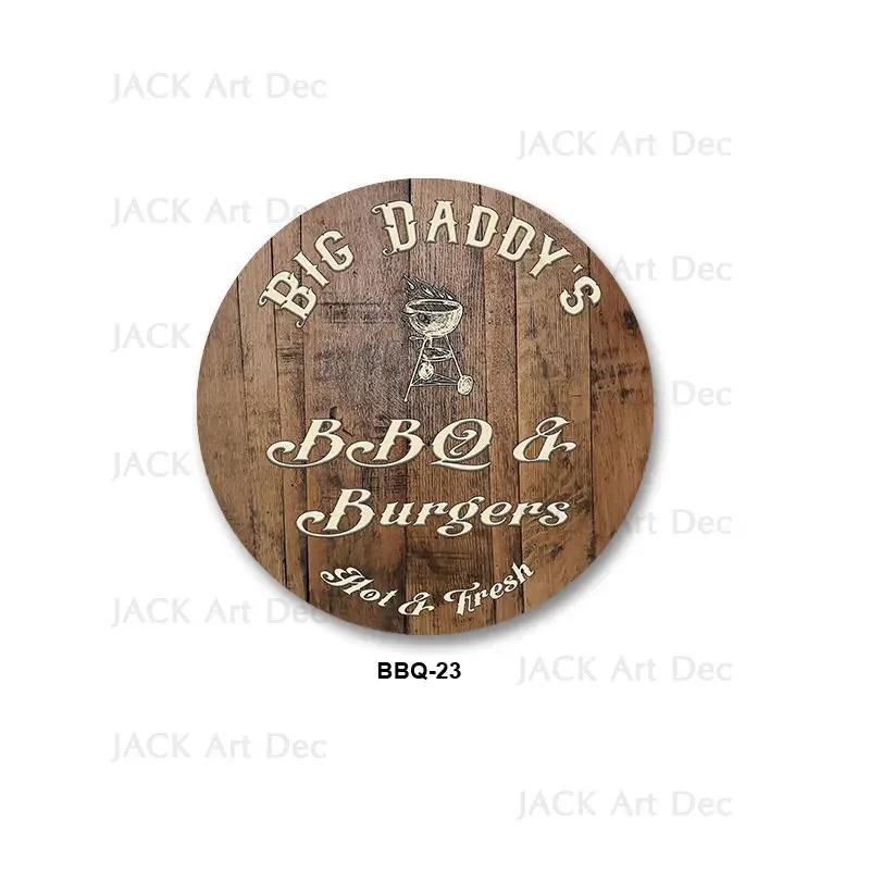 BBQ Zone Metal Sign Vintage Dad`s BBQ Yard Outdoor Party Decoration Plate Retro Barbecue Rules Slogan Metal Signs