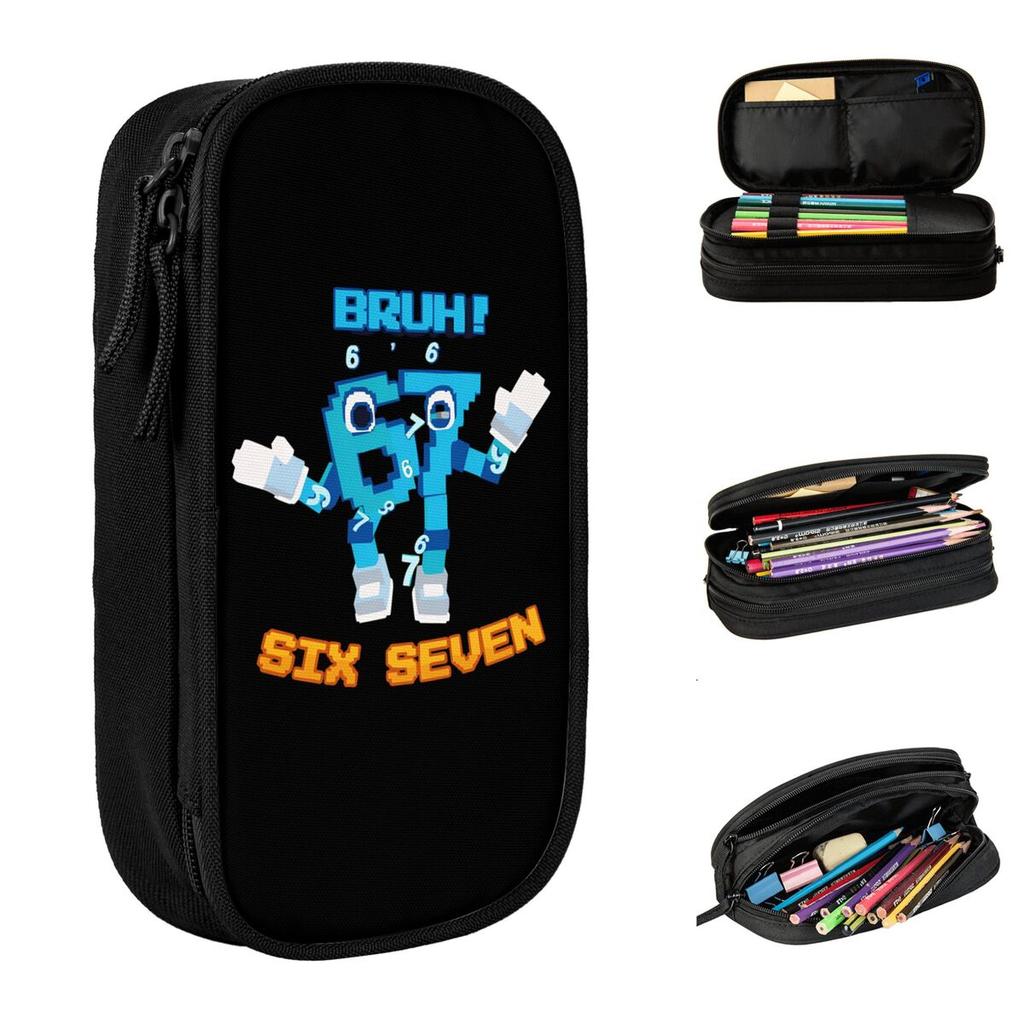 Bruh Steal A Brainrot 67 Six Seven Brainrot Meme Pencil Case Pen for Student Big Capacity Bags School Supplies Gifts Stationery