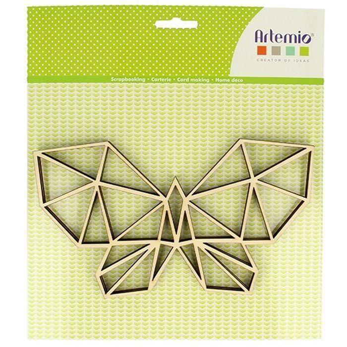Wooden Shape To Decorate - Origami Butterfly - 20 X 11 Cm - 2 Pcs - Mixed - Adult