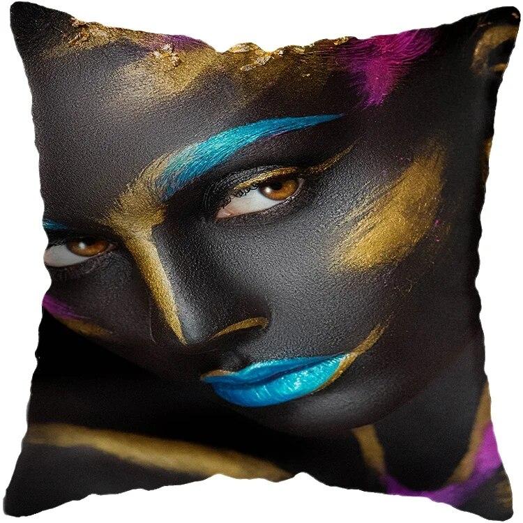 Наволочка для спальни, черно-золотая африканская женская подушка для гостиной, декоративная подушка