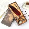 1 Set Retro Writing Pen Vintage Calligraphy Feather Dip Pen Writing Ink Set