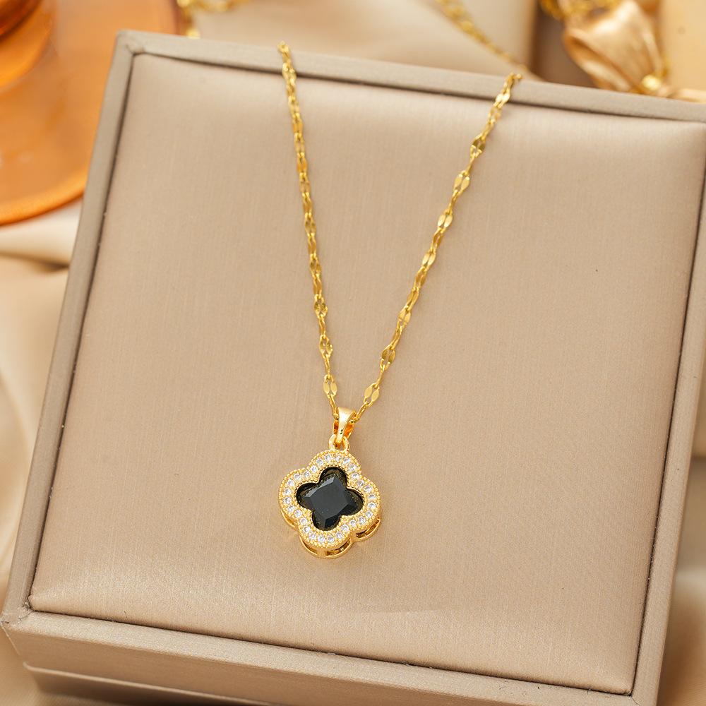 Titanium Steel Necklace For Women Elegant Simple Fashion Zircon Collarbone Chain Light Luxury Niche Jewelry