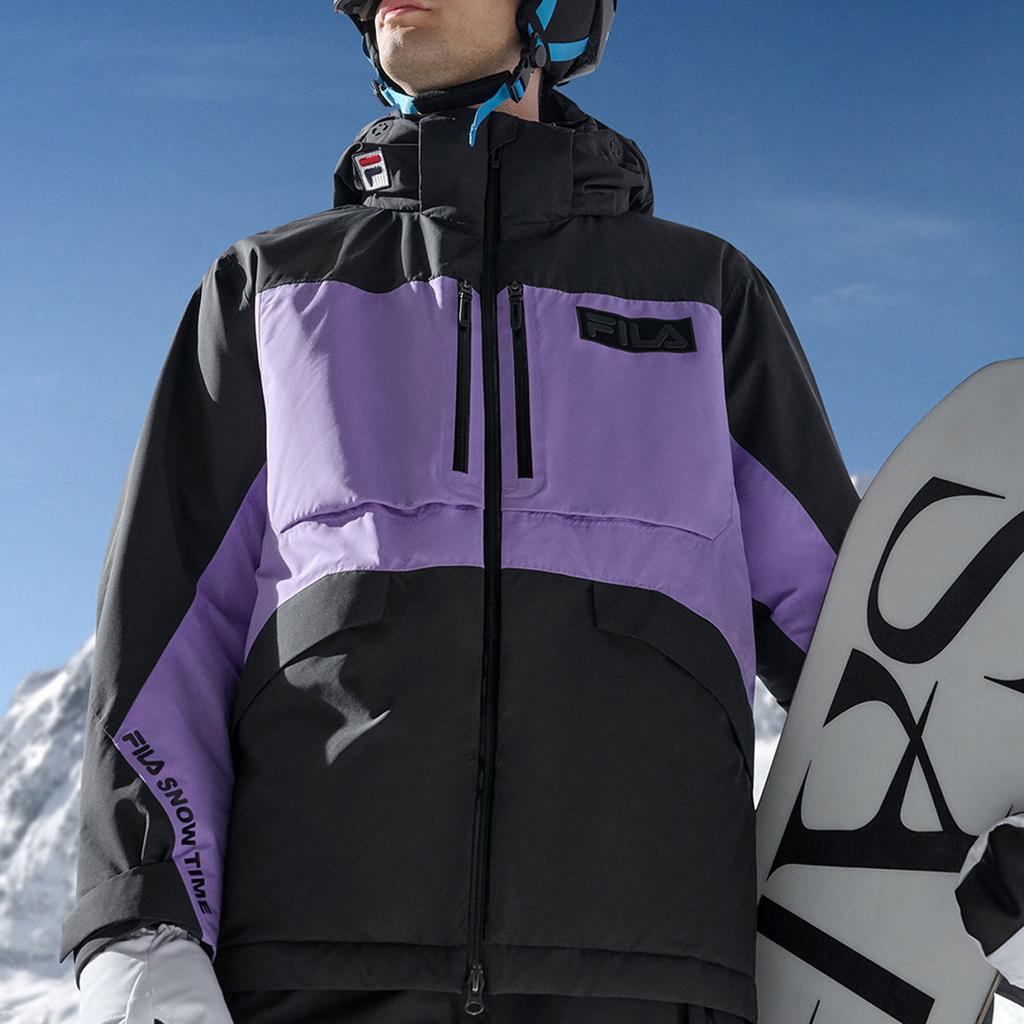 Fila Color Block High-Tech Hooded Ski Jacket Men Outerwear Deep-Black A11M346911F-BK