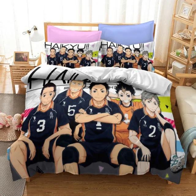 Комплект постельного белья с рисунком из мультфильма «Аниме Haikyuu» с 3D-печатью, волейбол, для мальчиков, пододеяльник, односпальный, двуспальный, роскошное постельное белье для детей, подростков, подарок