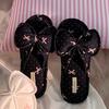 Ladies, Bows, Linen Slippers, Indoor Slippers, Casual Slippers, Comfortable, Cotton and Linen, Floor Shoes