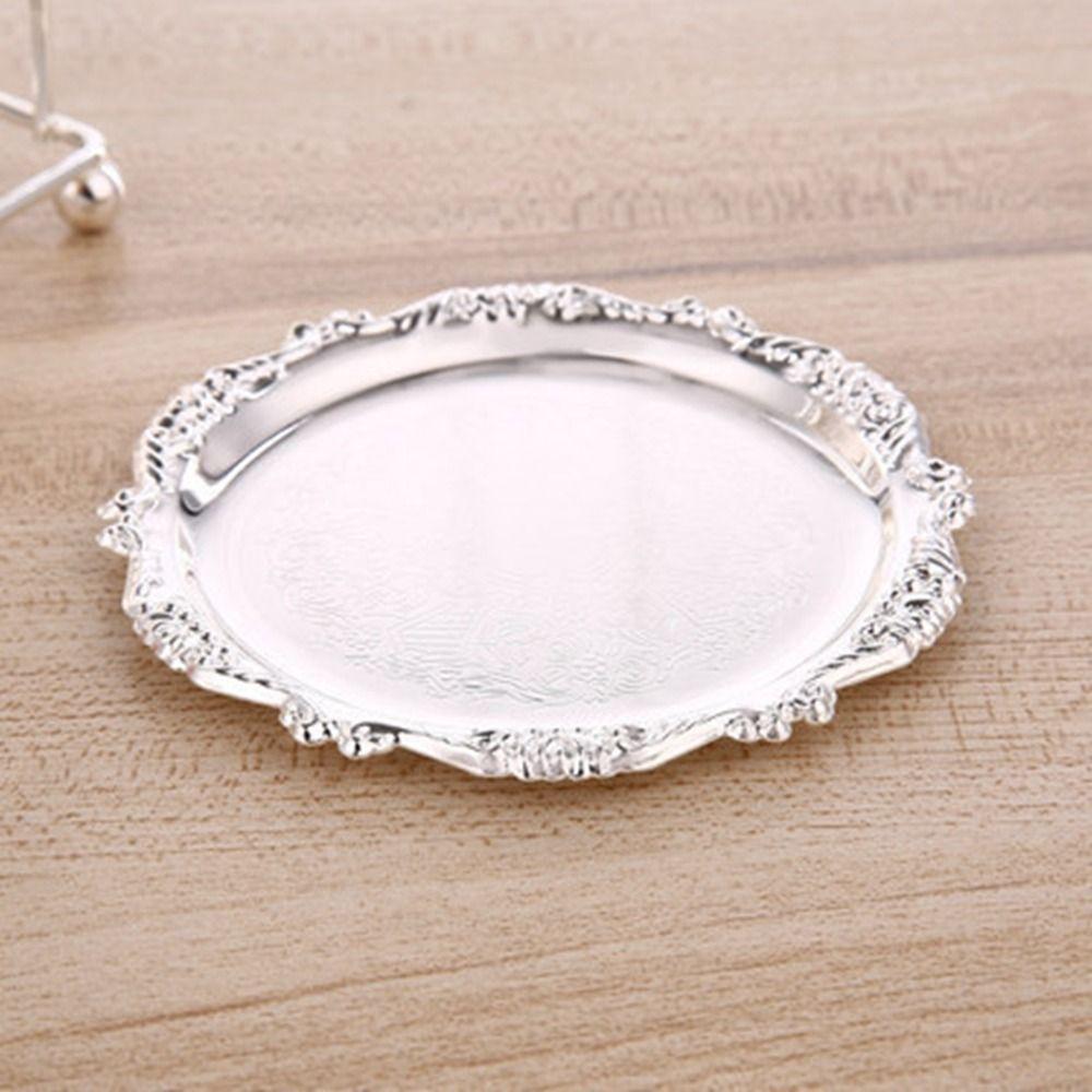 7 Pcs/set Carved European Decor Racks Plated Metal Cake Tray Classical Patterned Cup Mat  Cocktail