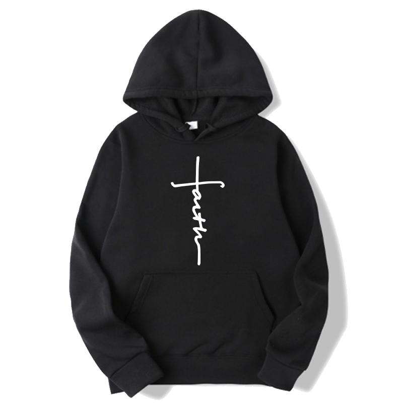 Faith Print Sports Hoodie Men Fashion Casual Cool Hoodies Hooded Sweatshirts Harajuku Pullovers Tracksuit Clothing Hoodies & Sweatshirts Men’s