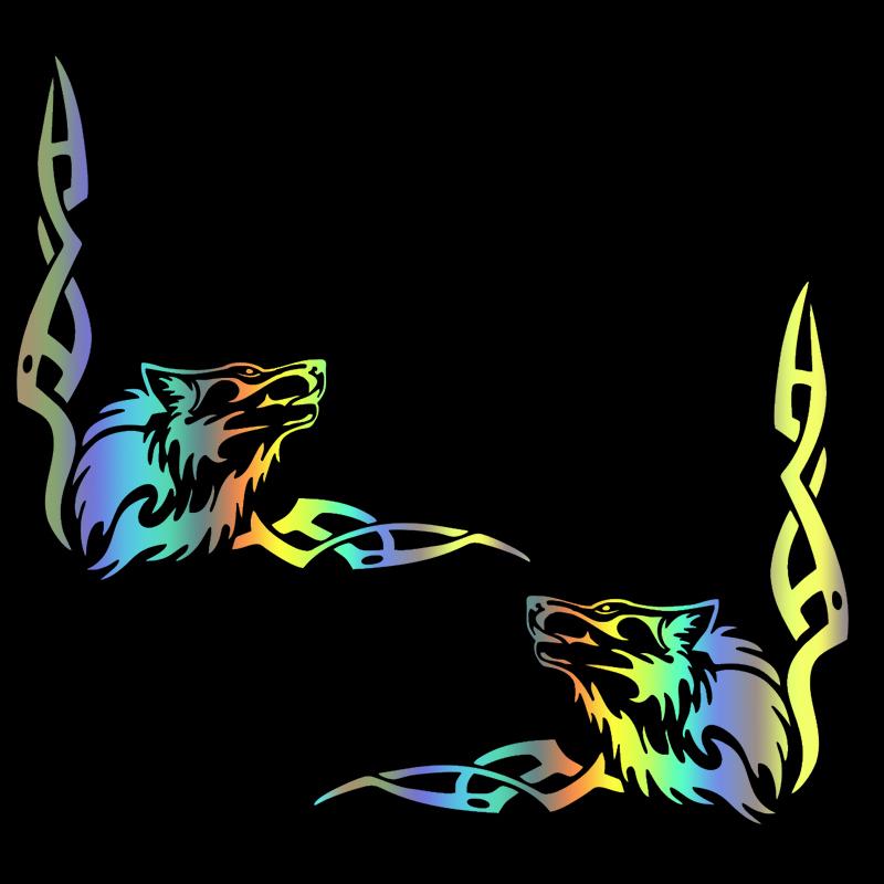 30496 #2 шт., наклейка с воющим волком на автомобиль, виниловая наклейка, водонепроницаемые декоративные наклейки для автомобиля