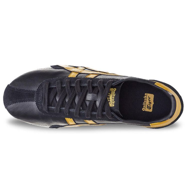 ONITSUKA TIGER Runspark Classic Удобные Нескользящие Легкие Низкие Повседневные Кроссовки Унисекс Черный Золотой D201L-001