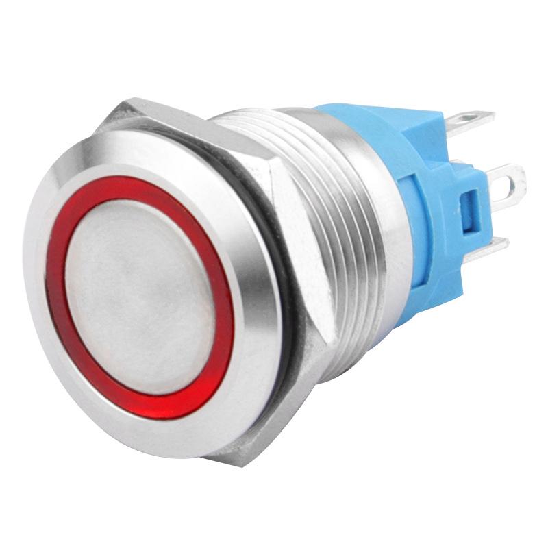 19mm Metal Self-Locking Lighted Momentary Switch, Power Button 12V/24V/220V