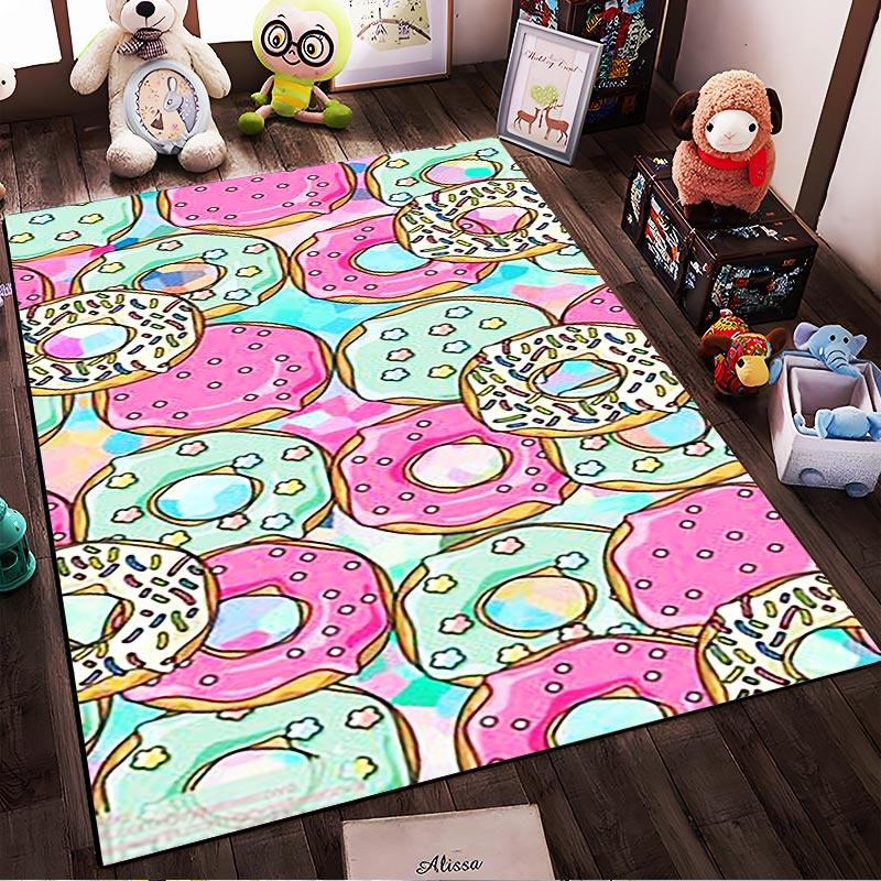 Colorful Donut Pattern Carpet for Living Room or Bedroom Decor Suitable for use as an anti-slip for living room bedroom sofas