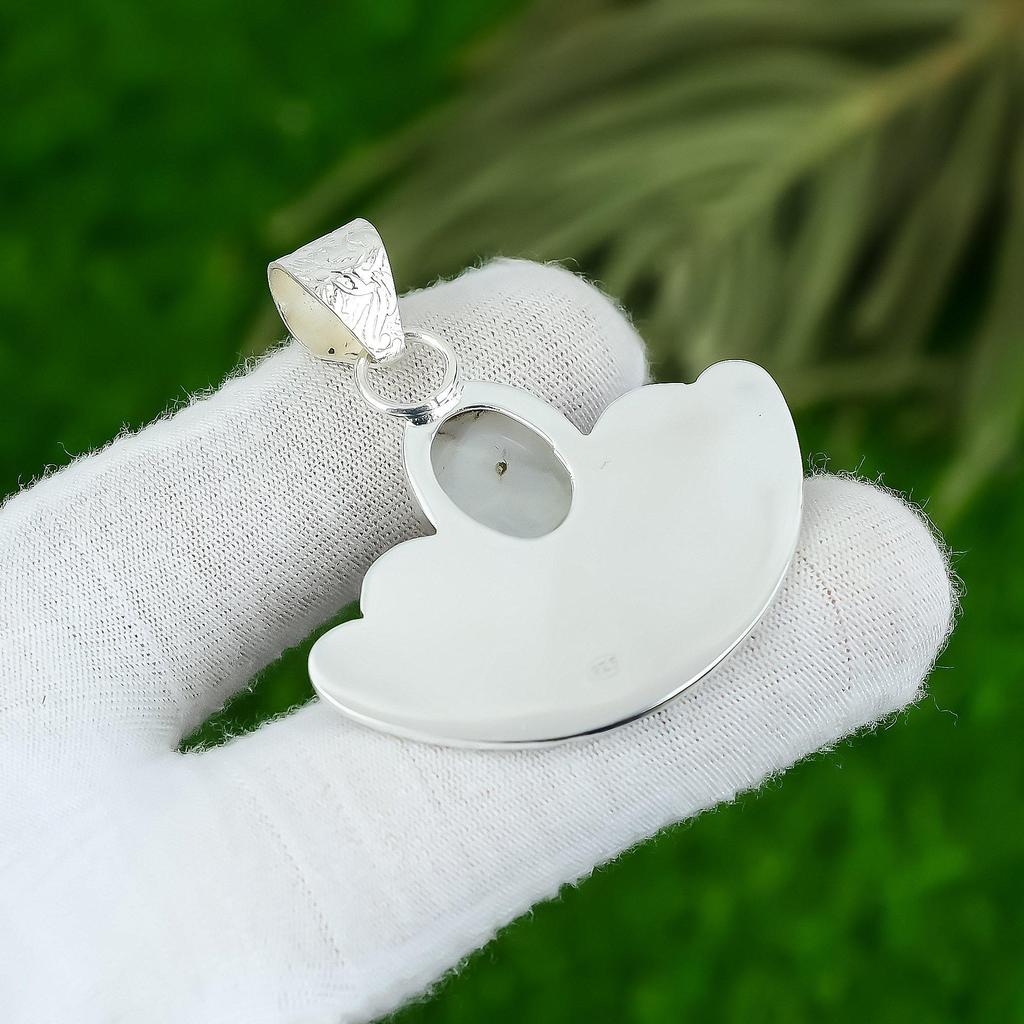 Предложение ко Дню дружбы Подвеска из стерлингового серебра с драгоценным камнем радужным лунным камнем