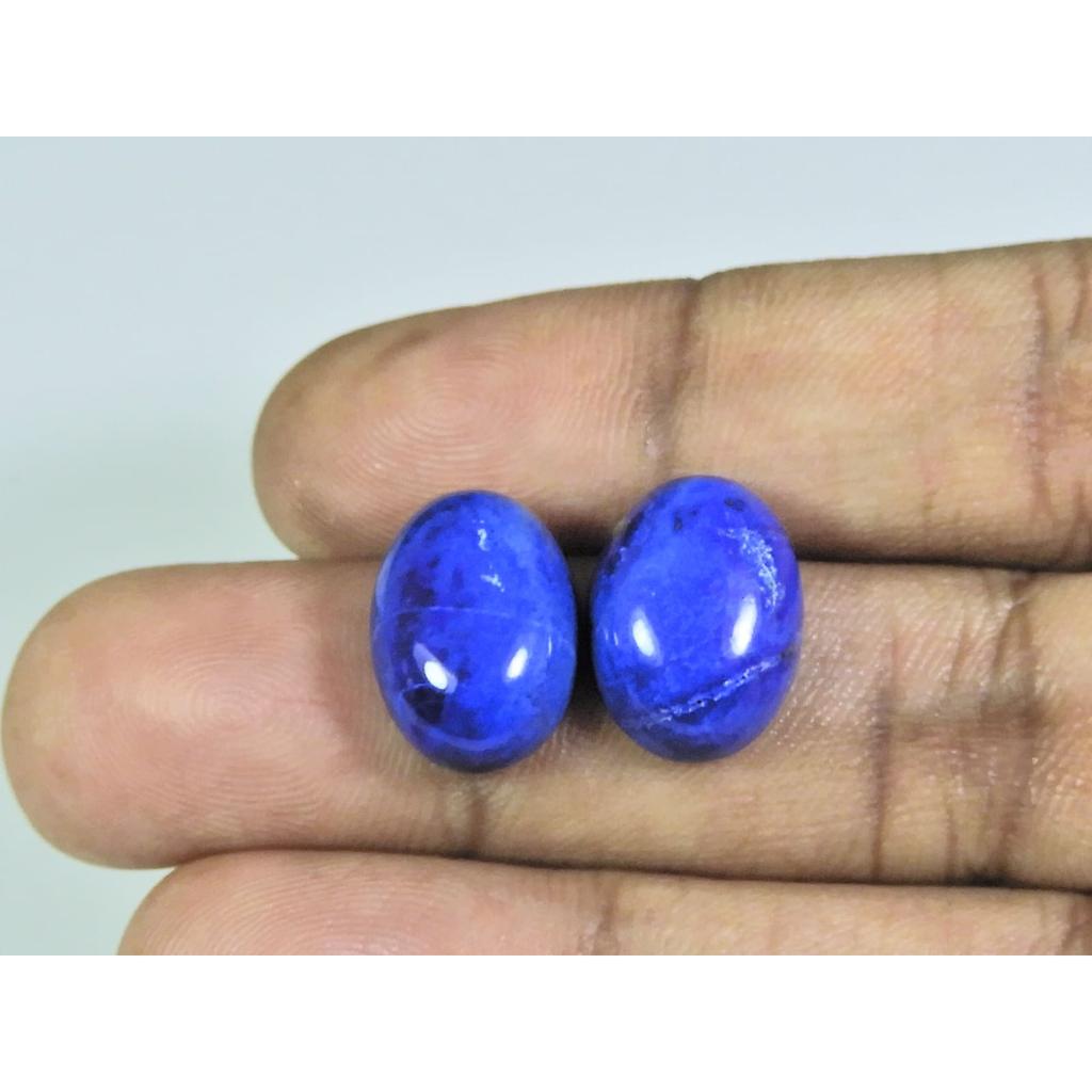 11X15ММ Натуральный Лазурит Овальный Кабошон Свободный Драгоценный Камень Лот 2 Шт 18 Карат. А-489