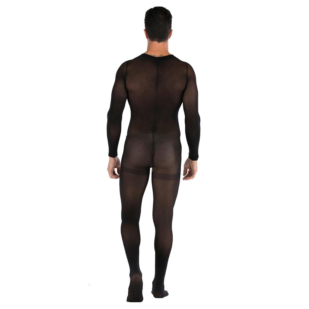 Underwear, Men's One-piece Stockings, Long-sleeved Nightclub Open-file Sexy Pajamas JJ Set of Sexy Full-body Stockings