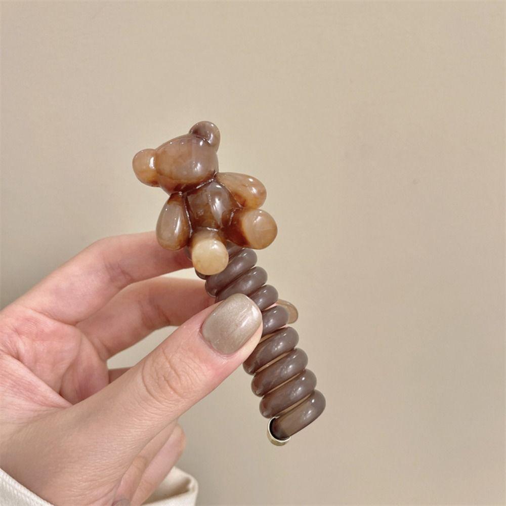 Little Bear Hair Ring Cute Telephone Cord Hair Ring High Quality Hair Rope  For Girl