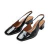 Womens/Ladies Michigan Patent Leather Sling Back Wide Low Heel Sandals