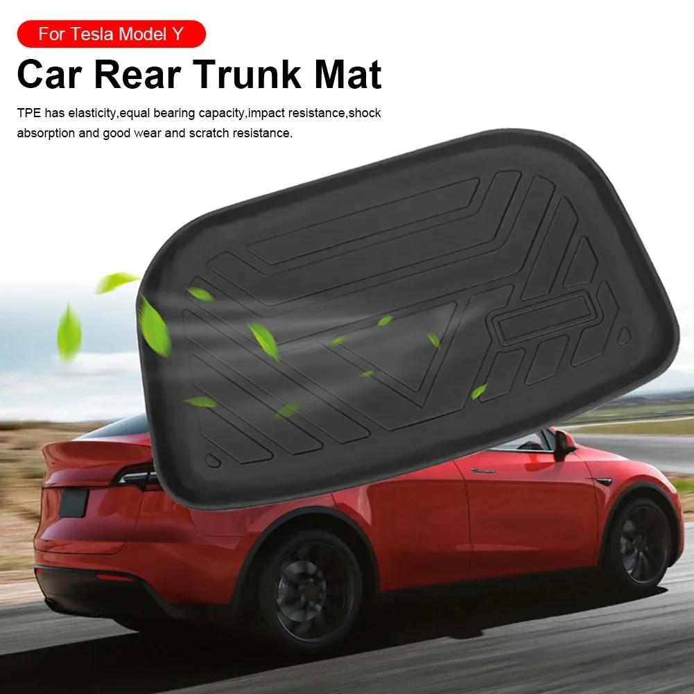Для Tesla Model Y Коврики простые TPE багажник багажника коврики для нижнего отсека багажника и спинки сиденья грязезащитный чехол