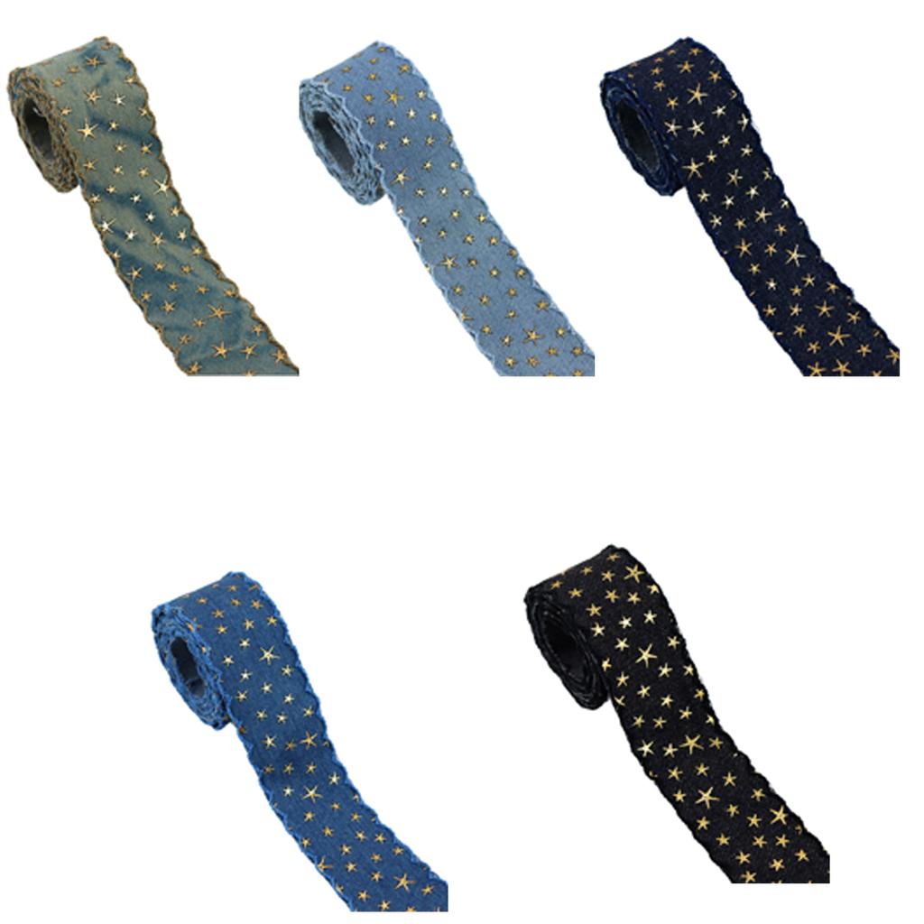 Лента из ретро-джинса со звездой для творческих проектов своими руками, украшение одежды, винтажная синяя джинсовая отделка, уникальная звезда