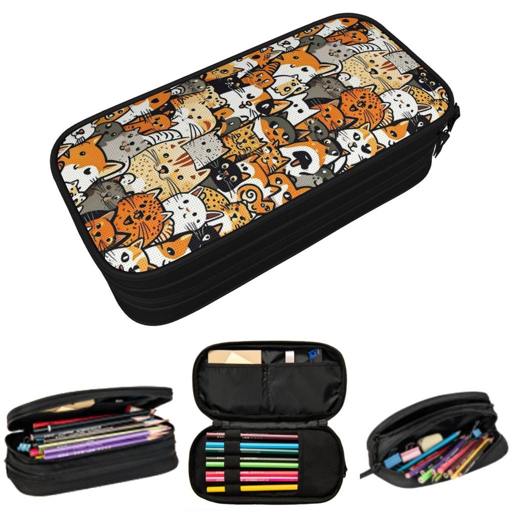 Adorable Cartoon Colour Cat Artistry Pencil Case for Boy Girl Gifts Pen Box Pencil Bag Stationery Supplies Pen Holder Bag