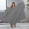 Psychedelic Optical Illusion Striped Blanket Abstract Wave Pattern Bedding Cool Teen Girl Gift Home Decor Fashion Throw Blanket