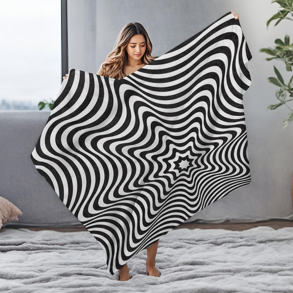 Psychedelic Optical Illusion Striped Blanket Abstract Wave Pattern Bedding Cool Teen Girl Gift Home Decor Fashion Throw Blanket