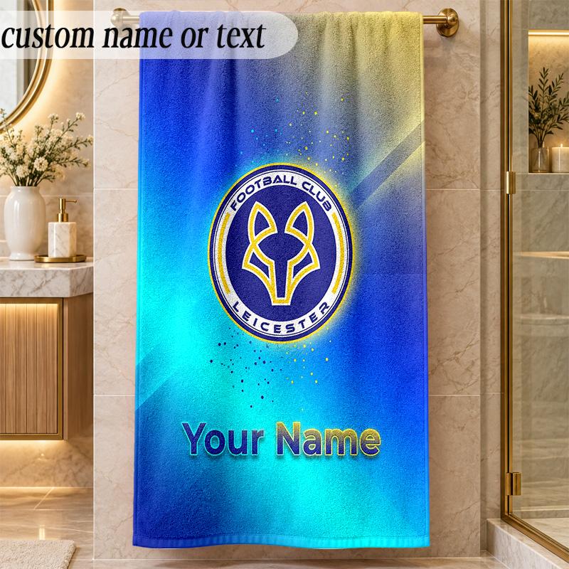 Beach TowelLeicester City Custom Name Text Personalized Soft Towel for Beach Pool Indoor Home Decor Gift