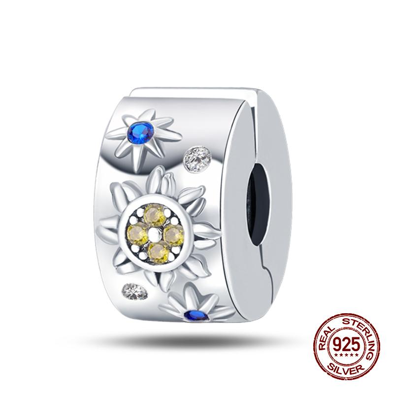 Fashion 100% 925 Sterling Silver Colorful Zircon Stars Moon Separator Charms Bead Fit Original Bracelet Fine DIY Jewelry