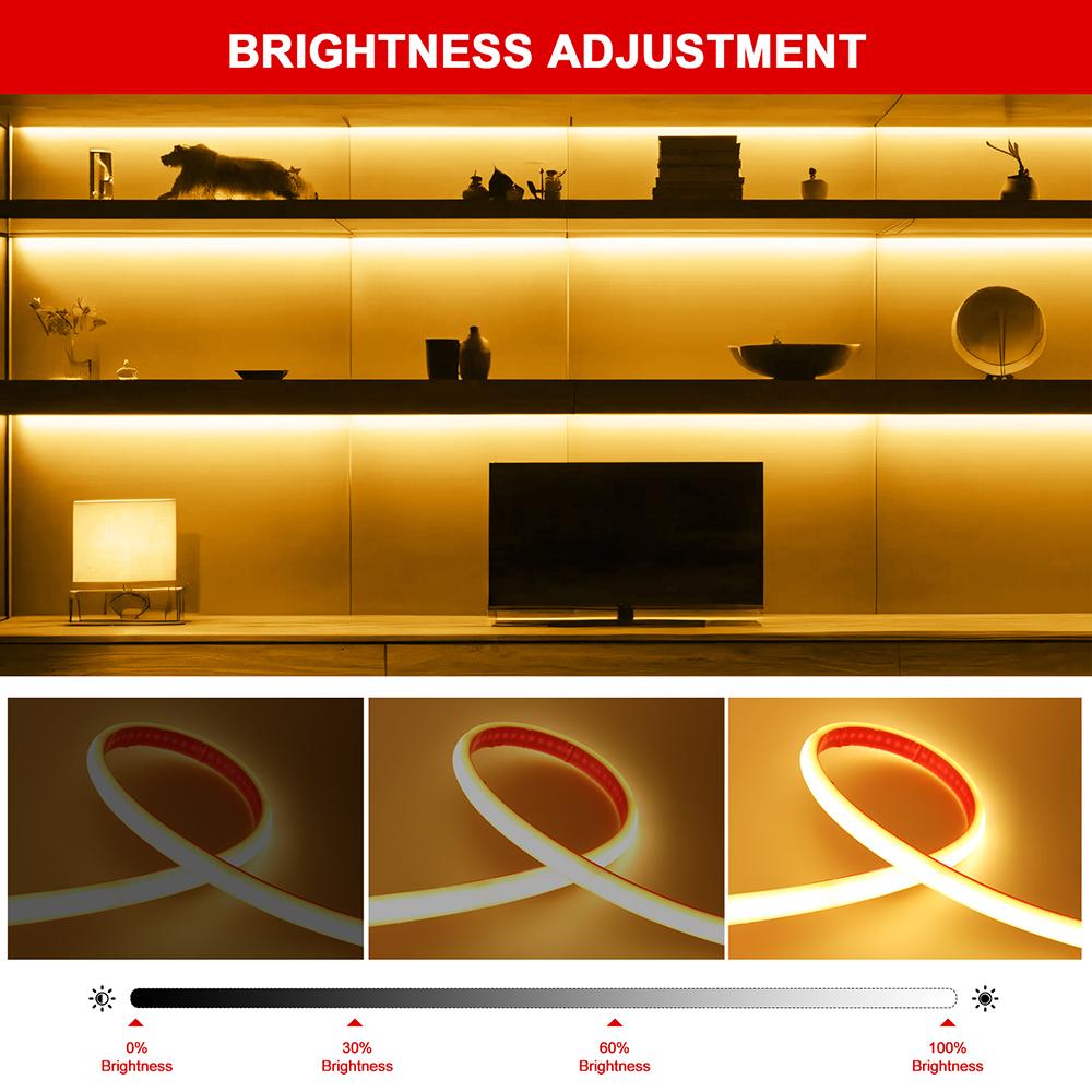 Dimmable 220V COB LED Neon Strip Light With 23 Key IR Remote Waterproof Warm Natural White Flexible Tape