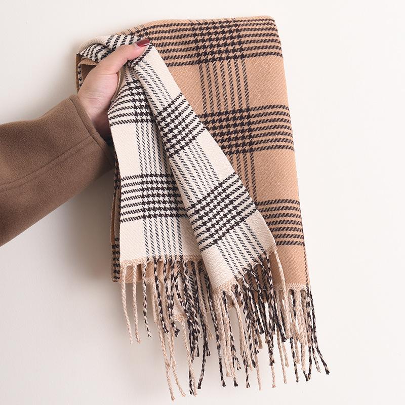 Line Scarf Women'S Winter Neck Protection Scarf Student Premium Warm Shawl