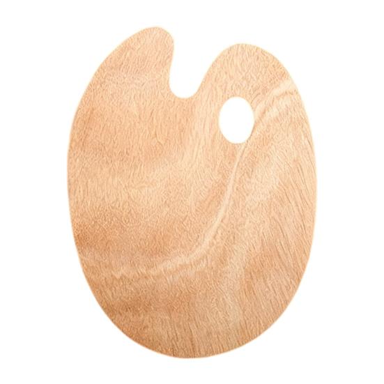 Durable Beech Wood Palette Wooden Paint Palette, Square Oval Shaped Artist Painting Tray with Large Thumb Hole for Acrylic Watercolor Oil Paint,