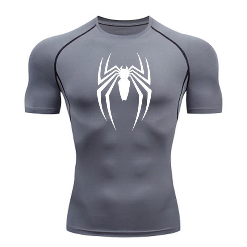 Мужская быстросохнущая компрессионная футболка с графикой паука для спортзала и спорта