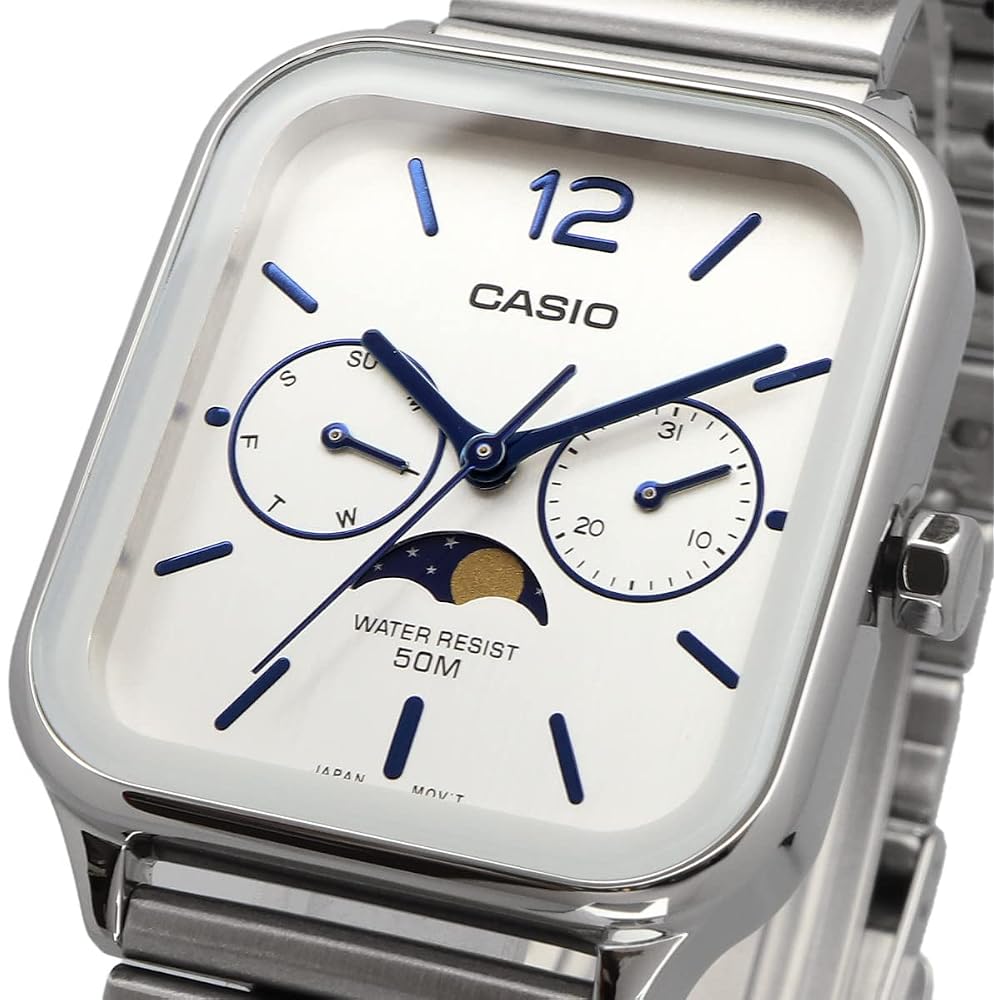 Casio CASIO Стандартные аналоговые мужские часы с фазами Луны MTP-M305D-7AV Металлический ремешок Серебристый (Зарубежная модель) [Параллельный импорт]