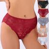 Ladies' Panties Sexy Lace Triangle Underwear with Carved Mid Rise Waist Briefs Pure Cotton Inner Lining Seamless Knicker