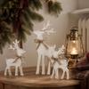 Handcrafted Reindeer Sign 3Pcs/Set Wooden Christmas Elk Table Sign, Rustic Family Tabletop Decoration, Decorative Jute Rope Bow Centerpiece