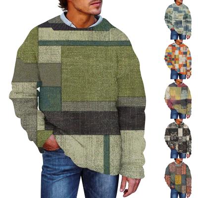 Мужской принтованный синтетический свитер с круглым вырезом, спортивная одежда, свободный топ с длинными рукавами