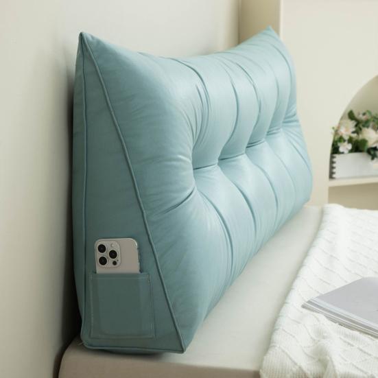 Triangular Headboard Pillow Bed Wedge Pillow with Side Pocket Headboard Back And Waist Support Cushion for Daybed Reading Relaxing