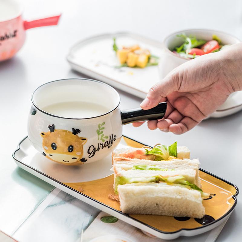 1 набор миска с изображением кролика, керамическая тарелка для завтрака, миска для овсянки для детей, десертная тарелка, контейнер для молока