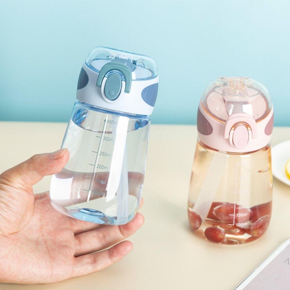 400ml Children Small With Scale Drinking Cup Transparent Water Bottle with Straw