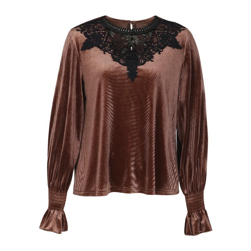 Весенне-осенняя женская блузка из кружева Murad, удобный повседневный топ с длинными рукавами