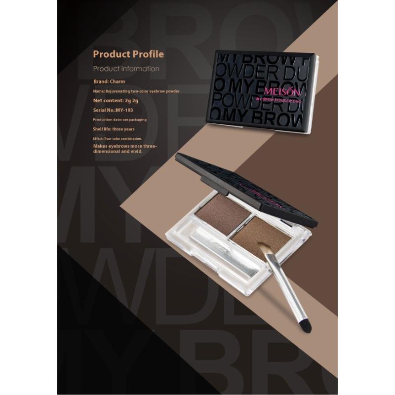 Макияж Натуральная двухцветная пудра для бровей Двухцветная градиентная пудра для бровей Тени для носа Пудра Легко окрашивается Водостойкая Не растекается