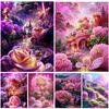 Алмазная картина романтический розовый цветок дом замок пейзаж мечты мозаика вышивка горный хрусталь DIY принцесса свадебный декор S402
